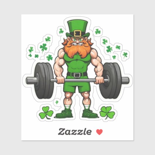 St. Patrick's Day Funny Leprechaun Barbell Gym Aufkleber (Blatt)