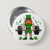 St. Patrick's Day Funny Leprechaun Barbell Gym Button (Vorne & Hinten)