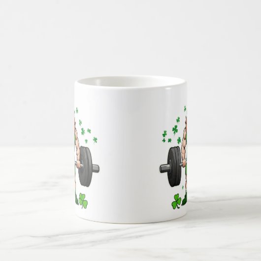 St. Patrick's Day Funny Leprechaun Barbell Gym Kaffeetasse (Mittel)