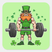 St. Patrick's Day Funny Leprechaun Barbell Gym Quadratischer Aufkleber (Vorderseite)