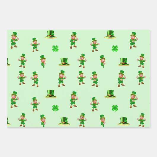 St. Patrick's Day Funny Leprechaun, Hut, Klee Geschenkpapier Set (Vorderseite 3)