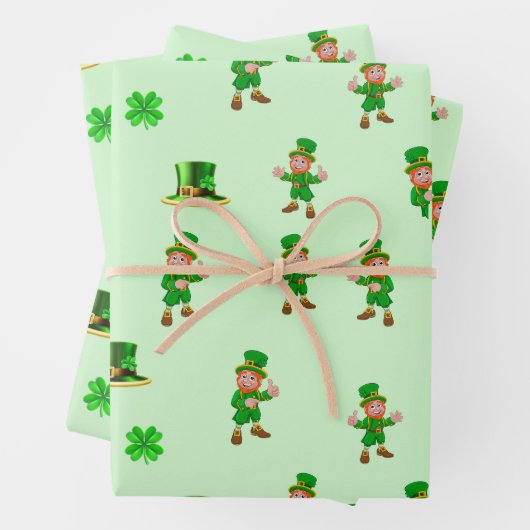 St. Patrick's Day Funny Leprechaun, Hut, Klee Geschenkpapier Set (Beispiel)