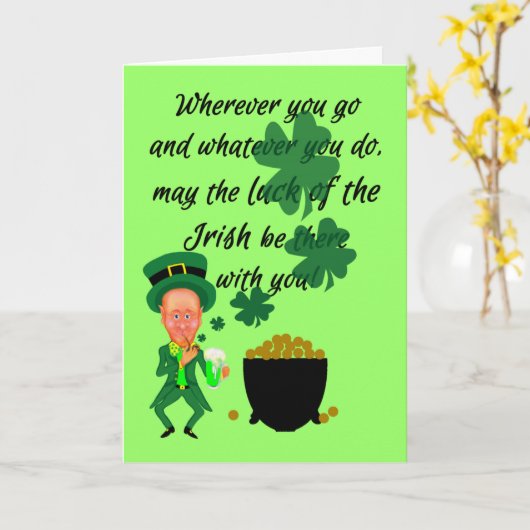 St Patrick's Day Funny Leprechaun Irish Segen Karte (Gelbe Blume)