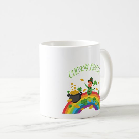 St Patricks Day - Funny Lucky Irish Leprechaun Kaffeetasse (VorderseiteRechts)
