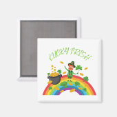 St Patricks Day - Funny Lucky Irish Leprechaun Magnet (Vorderseite/Rückseite)