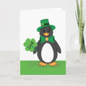 St Patricks Day Funny Lucky Penguin Karte (Vorderseite)
