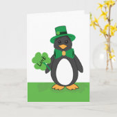 St Patricks Day Funny Lucky Penguin Karte (Gelbe Blume)