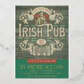 St Patrick's Day Funny Personalisiert Irish Pub Folie Einladungspostkarte (Vorderseite)