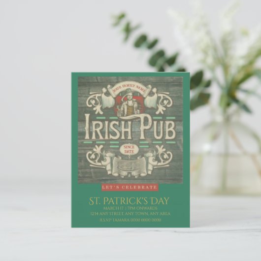 St Patrick's Day Funny Personalisiert Irish Pub Postkarte (Stehend Vorderseite)