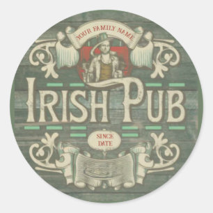 St Patrick's Day Funny Personalisiert Irish Pub Runder Aufkleber