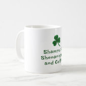 St. Patrick's Day, Funny Text Kleeblatt, Shenaniga Kaffeetasse (Vorderseite Links)