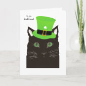 St. Patricks Day für Girlfriend Black Cat in Hat Karte (Vorderseite)