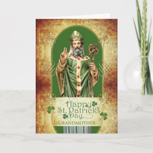 St. Patrick's Day für Großmutter mit Statue Karte (Vorderseite)