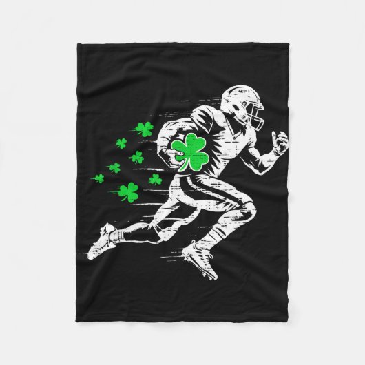 St. Patricks Day Fußball Silhouette Kleeblatt Fleecedecke (Vorderseite)