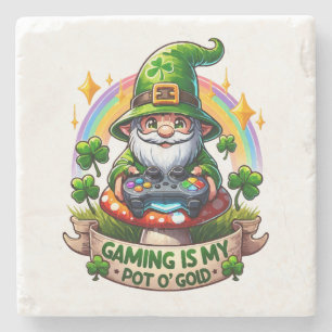 St. Patrick's Day Gamer-Gnom Steinuntersetzer