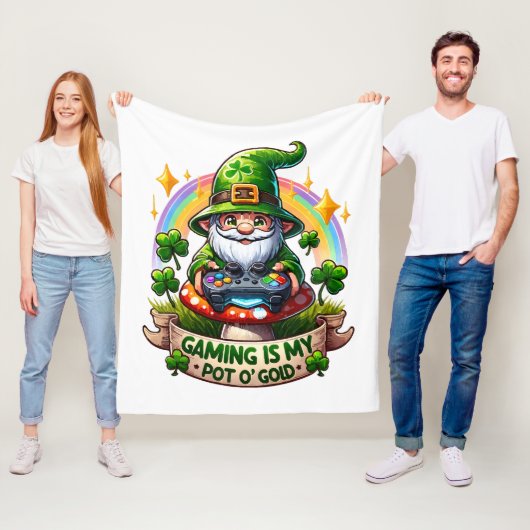 St. Patrick's Day Gamer Gnome Fleecedecke (Beispiel)