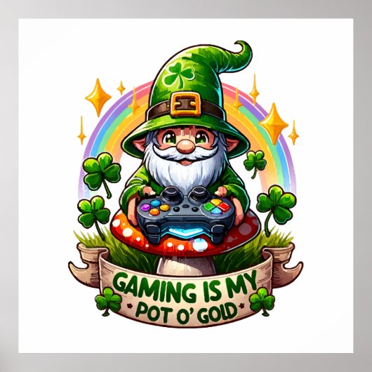 St. Patrick's Day Gamer Gnome Poster (Vorne)