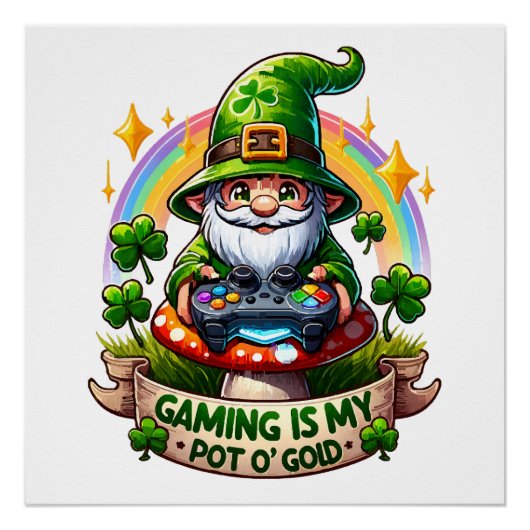 St. Patrick's Day Gamer Gnome Poster (Vorderseite)