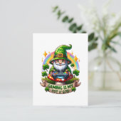 St. Patrick's Day Gamer Gnome Postkarte (Stehend Vorderseite)