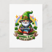 St. Patrick's Day Gamer Gnome Postkarte (Vorderseite)
