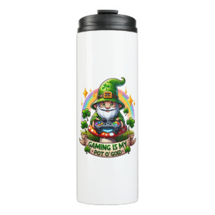 St. Patrick's Day Gamer Gnome Thermosbecher