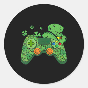 St Patricks Day Gamer Irish Game Controller Gamin Runder Aufkleber