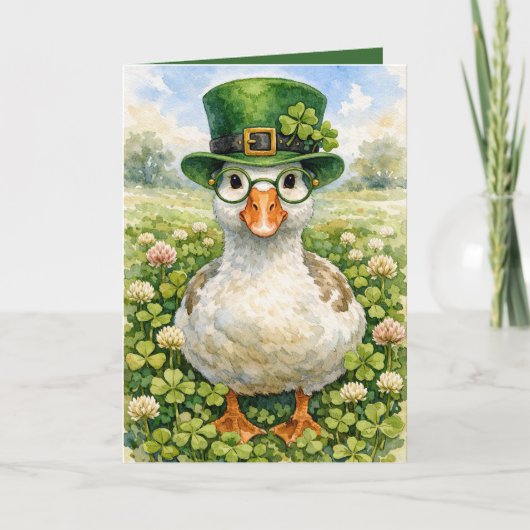 St. Patricks Day Gans mit Brille Karte (Vorderseite)