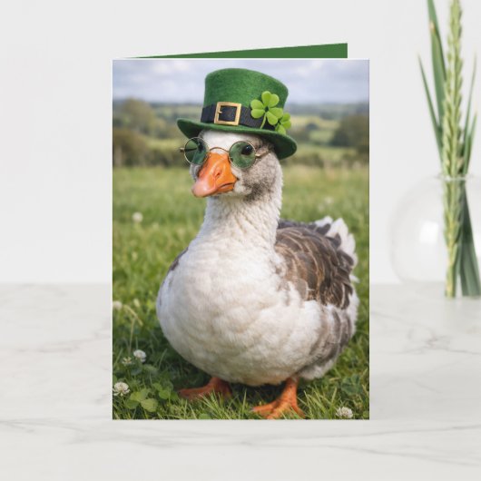 St. Patrick's Day-Gans mit Brille Karte (Vorderseite)