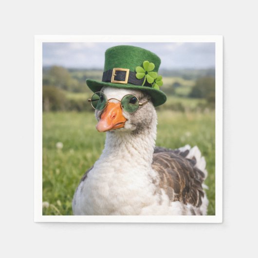 St. Patrick's Day-Gans mit Brille Serviette (Vorderseite)