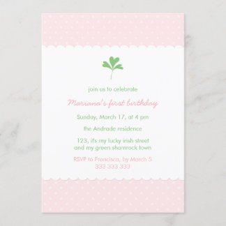 St Patricks Day Geburtstag Girl Pink Green Kleebla Einladung