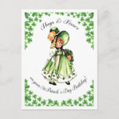 St. Patrick's Day Geburtstag Little Irish Girl Postkarte (Vorderseite)