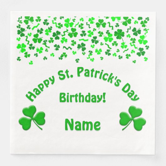 St. Patrick's Day Geburtstag Shamrocks Serviette (Vorderseite)