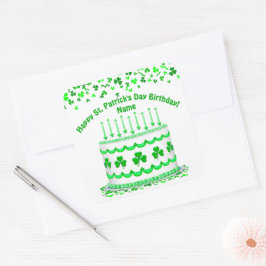 St. Patrick's Day Geburtstagstorte Benutzerdefinie Quadratischer Aufkleber