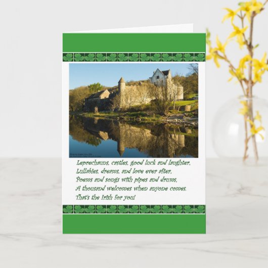 St. Patrick's Day Gedicht mit Burg und Kleeblätter Karte (Gelbe Blume)