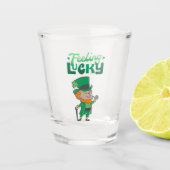 St. Patricks Day Gefühl Lucky mit Leprechaun Schnapsglas (Vorderseite)