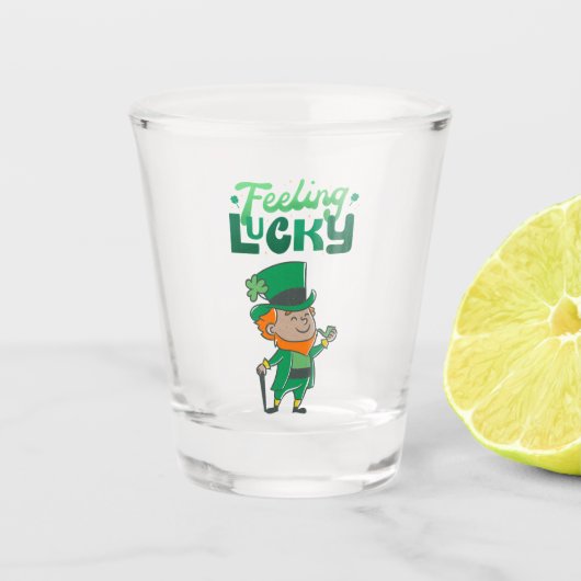 St. Patricks Day Gefühl Lucky mit Leprechaun Schnapsglas (Vorderseite)