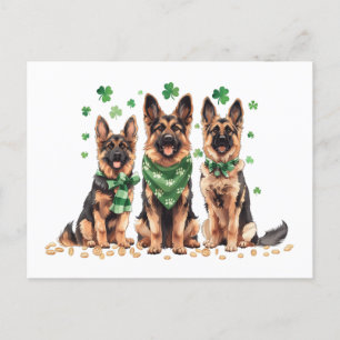 St. Patrick's Day German Shepherd Dogs Feiertagspostkarte