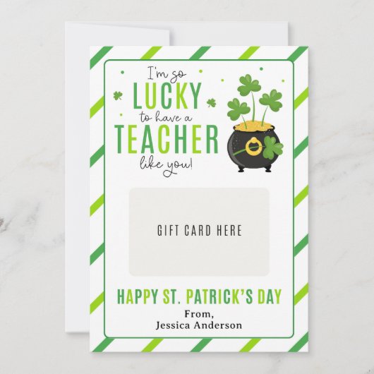 St. Patrick's Day Geschenkkarte für Lehrer Einladung (Vorderseite)