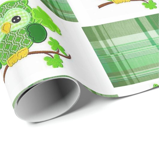 St. Patrick's Day Geschenkpapier Eule (Rolleneckpunkt)