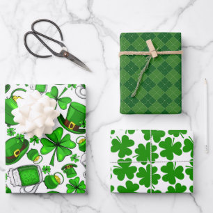 St. Patrick's Day Geschenkpapier-Set aus 3 Geschenkpapier Set
