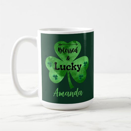 St. Patrick's Day Gesegnet und glückliche Tasse (Links)