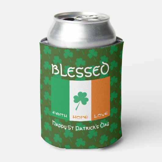 St Patricks Day Gesegnetes Faith Hope Liebe Irish Dosenkühler (Kanne Vorderseite)