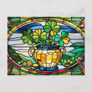St. Patrick's Day Gestaltete Glasplatte mit Klee Feiertagspostkarte