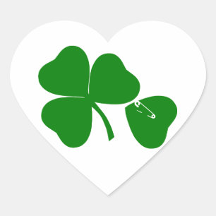 St Patrick's Day - Get Lucky 3 + 1 leaves = 4 Herz-Aufkleber