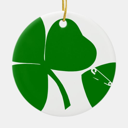 St Patrick's Day - Get Lucky 3 + 1 leaves = 4 Keramik Ornament (Vorne)