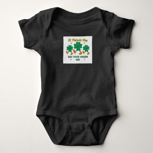 St. Patrick's Day "Get Your Green On!" Baby Strampler (Vorderseite)