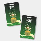 St. Patrick's Day Getränkepass-Abzeichen Ausweis (Vorder- & Rückseite)