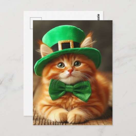 St. Patricks Day Ginger Kitten Postkarte (Vorne/Hinten)