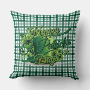 St Patrick's Day Gingham Green Pillow Kissen