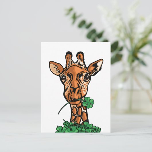 St. Patricks Day Giraffe Postkarte (Stehend Vorderseite)
